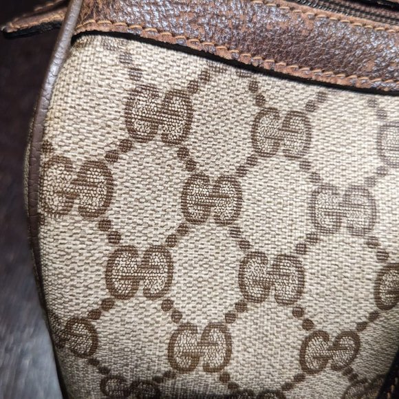 Auth GUCCI Old Gucci Sherry PVC GG Canvas Leather Mini Boston Bag Used F/S - Picture 6 of 7